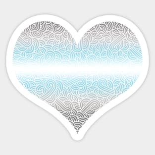 Ombré demiboy flag and white swirls doodles heart Sticker